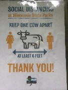 sign Social Distancing at Wisconsin State Parks
Keep one cow apart